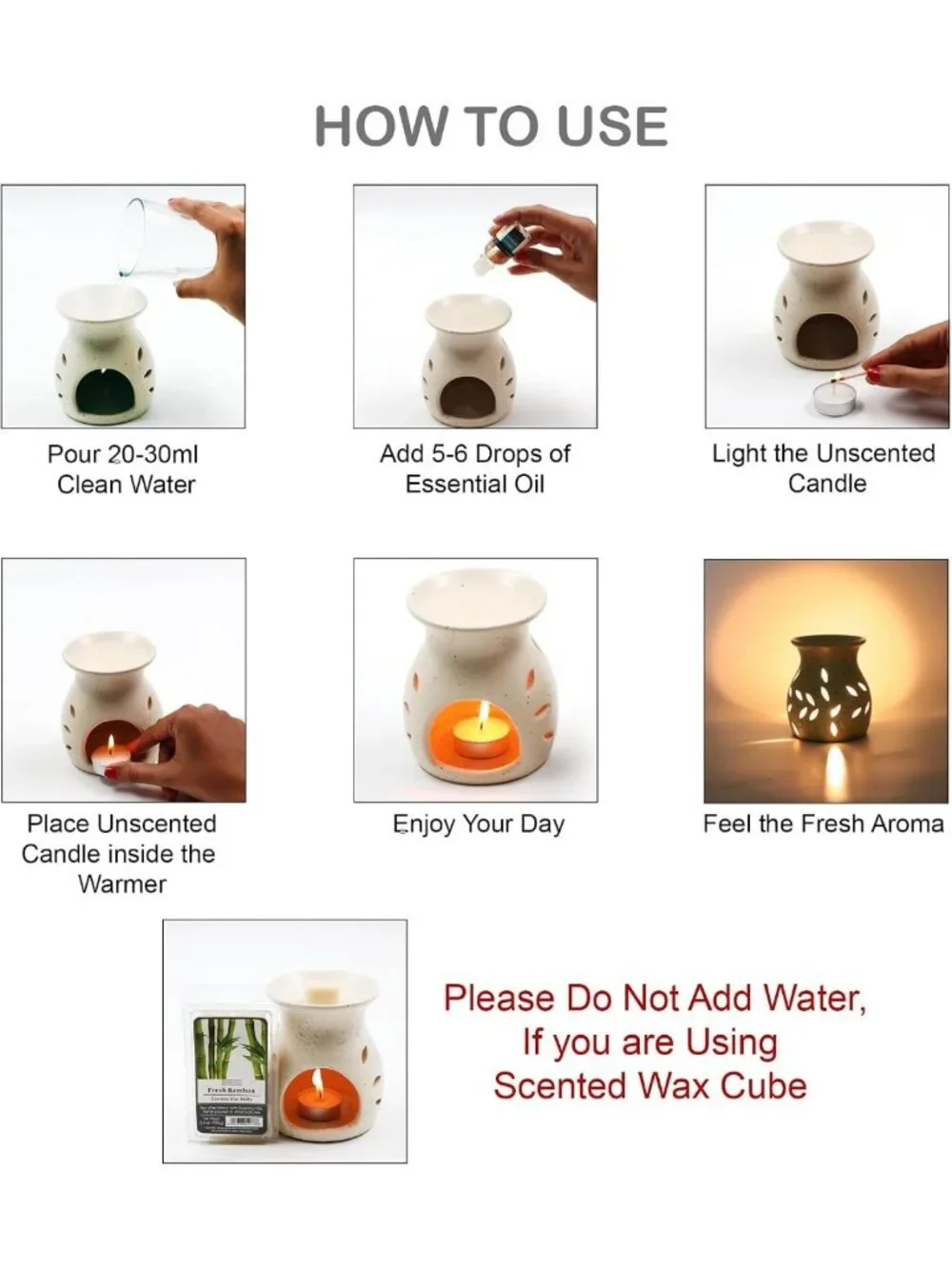 Elegant Ceramic Oil Warmers Set of 3 - Leaf Pattern, Tealight Compatible
